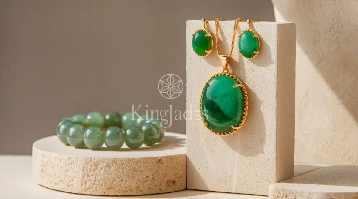 Vòng tay, nhẫn và mặt dây chuyền chế tác từ ngọc cẩm thạch 