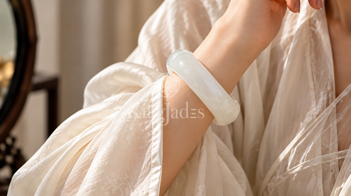 Vòng Bạch Ngọc Khi Đeo Trên Cổ Tay 